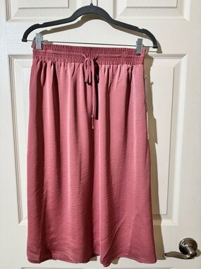 a new day Dusty Rose Drawstring Midi Skirt